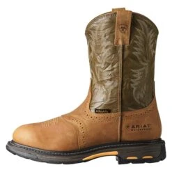 Men's Ariat 10" Workhog Pull-On Composite Toe Waterproof Boots -Work Shoe Store 1 650 ariat 10 workhog pull on composite toe waterproof aged bark army green